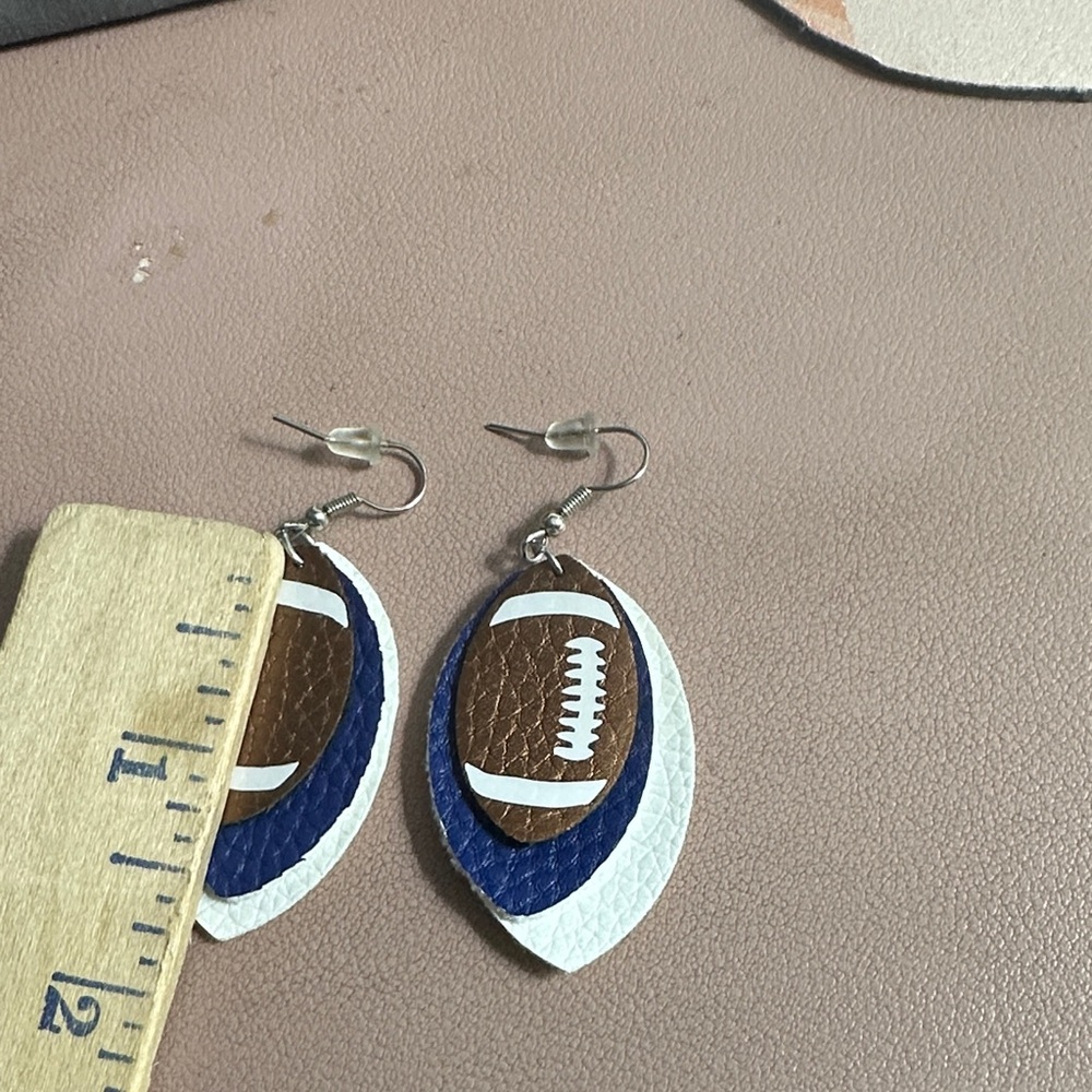 Football Leather Earrings - Picture 6 of 6